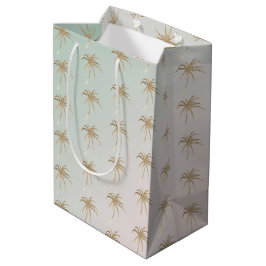 Bolsa De Regalo Mediana Mint Cream Ombre Palm Tropical Gold