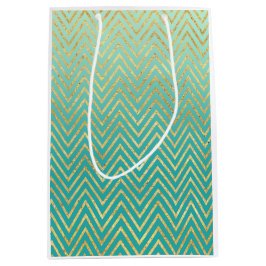 Bolsa De Regalo Mediana Mint Green Gold Glam Chevron Ombre