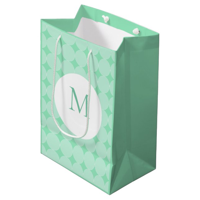 Bolsa De Regalo Mediana Mint Green Monogramed Elegant Moderno Template (Angulo Anverso)