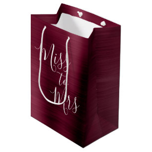 Bolsa De Regalo Mediana Miss a la Sra. Bridal Shower Fiesta Burgundy Metal