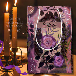 Bolsa De Regalo Mediana Místico Mixed Media Floral Archway Púrpura Rosa