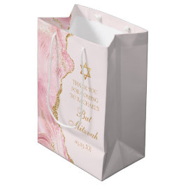 Bolsa De Regalo Mediana Moda Agate de Oro Rosado Bat Mitzvah Personalizado