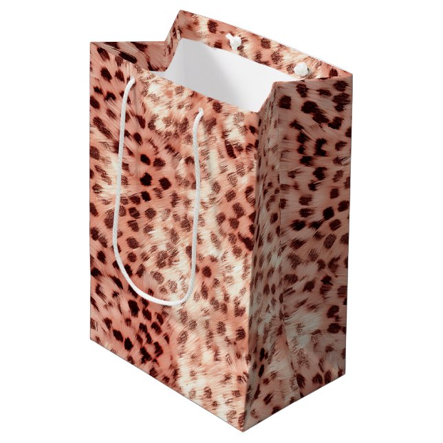 Bolsa De Regalo Mediana Moda Bonito Girly Rosa Gold Leopard (Angulo Anverso)