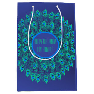 BOLSA DE REGALO MEDIANA MODA COLORIDA AZUL VERDE AZULADO PELOTA DE PELO PE