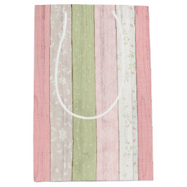 Bolsa De Regalo Mediana Moda de cabaña de madera floral de color verde y r