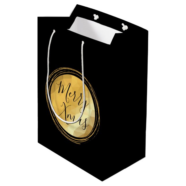 Bolsa De Regalo Mediana Moda de flujo negro y oro de caligrafía navideña (Angulo reverso)