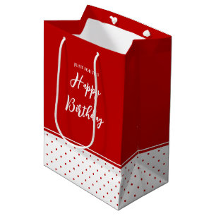 Bolsa De Regalo Mediana Moda Fondo Blanco Rojo Punto Polka