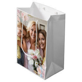 Bolsa De Regalo Mediana Moda foto de flores rosadas Día de la abuela