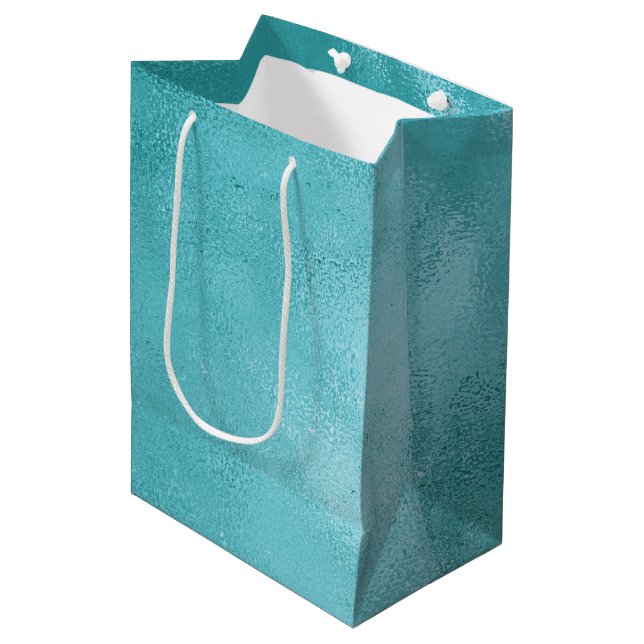 Bolsa De Regalo Mediana Moda Glam Turquoise Aqua Blue (Angulo Anverso)