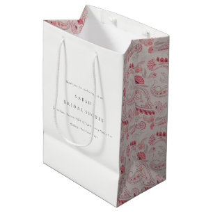 Bolsa De Regalo Mediana Moda moderna Rubor Paisley Typography Shower