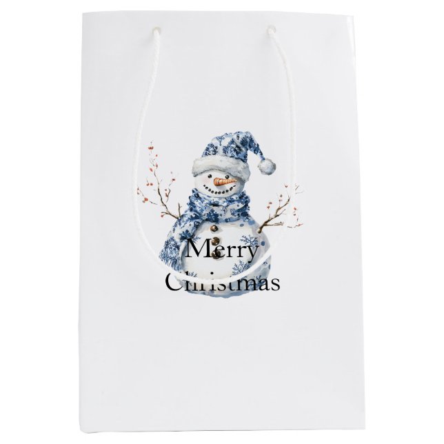 Bolsa De Regalo Mediana Moda Navidades de hombres de nieve blancos (Anverso)