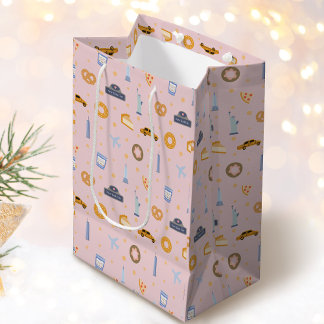 Bolsa De Regalo Mediana Moda Patrón de Nueva York Patrón Rubor Rosa