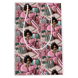 Bolsa De Regalo Mediana Moda Rosa Y Verde