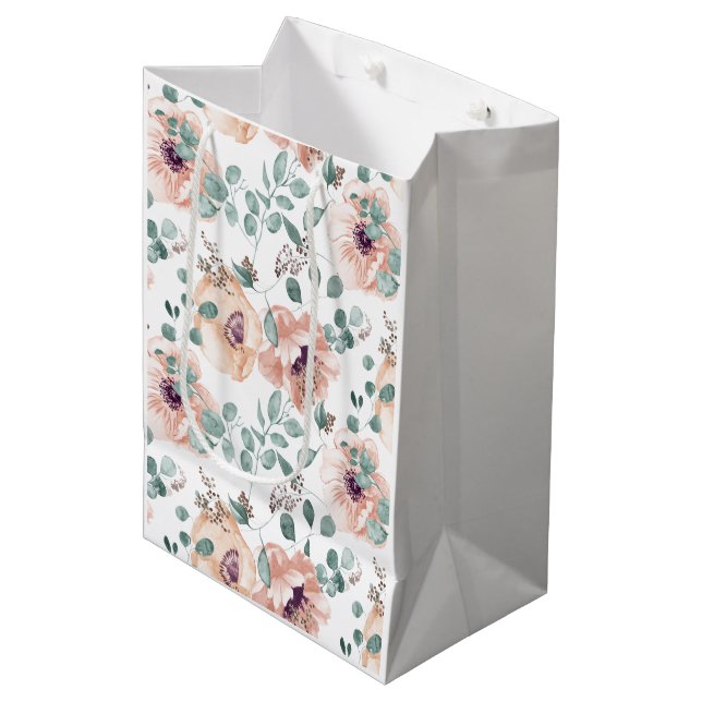 Bolsa De Regalo Mediana Moda Rubor Floral (Angulo Anverso)