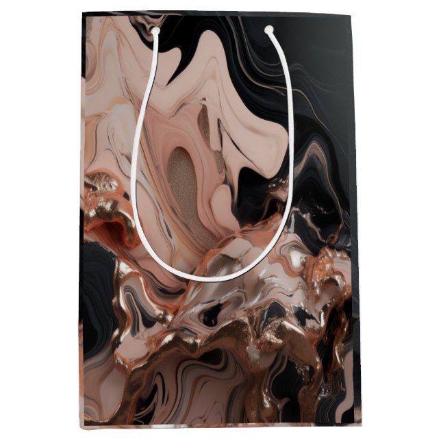 Bolsa De Regalo Mediana moda textura de mármol negro (Anverso)