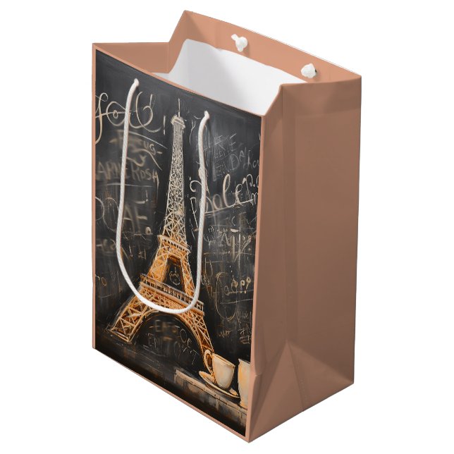 Bolsa De Regalo Mediana Moda Torre Eiffel Café Café Chalkboard París (Angulo Anverso)