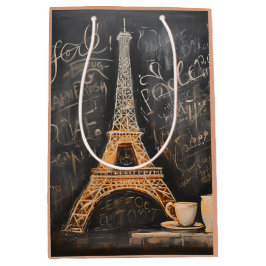 Bolsa De Regalo Mediana Moda Torre Eiffel Café Café Chalkboard París