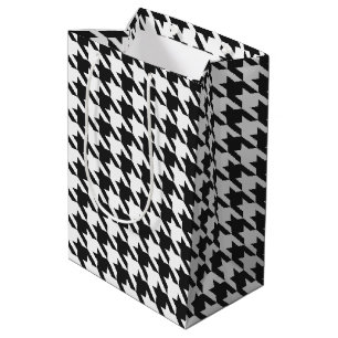 Bolsa De Regalo Mediana Modelo blanco y negro de Houndstooth