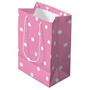 Bolsa De Regalo Mediana Modelo de lunares blanco rosado elegante de Rubor