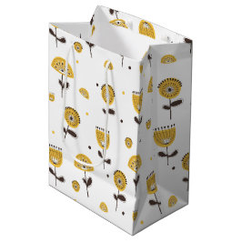 Bolsa De Regalo Mediana Modelo floral amarillo moderno de mediados del sig