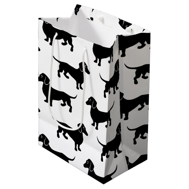 Bolsa De Regalo Mediana Modelo negro lindo del Dachshund (Angulo Anverso)