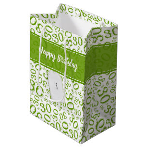 Bolsa De Regalo Mediana Modelo verde y blanco del trigésimo cumpleaños