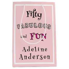 Bolsa De Regalo Mediana Modern 50 and Fabulous Pink 50th Birthday Gift Bag
