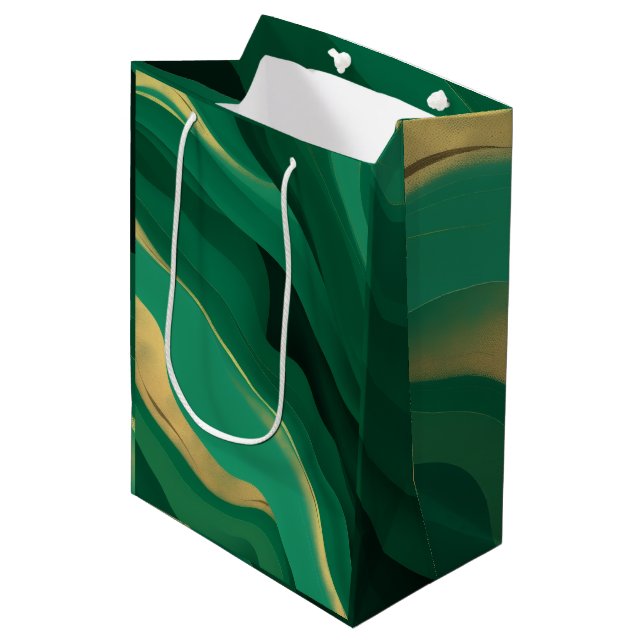 Bolsa De Regalo Mediana Modern Aesthetic Emerald Luxury (Angulo Anverso)