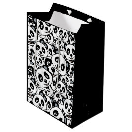 Bolsa De Regalo Mediana Modern Black and White Cute Panda Bear Pattern