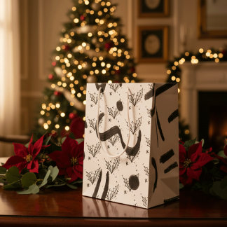 Bolsa De Regalo Mediana Modern Black and white doodle style art
