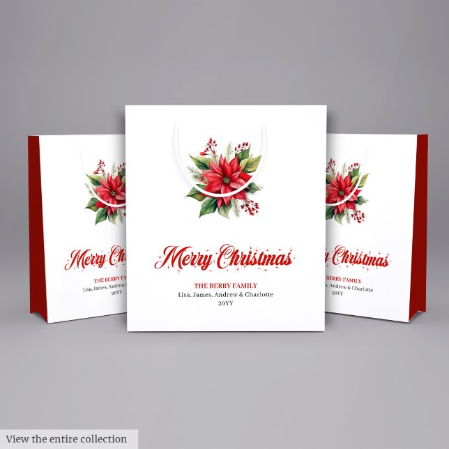 Bolsa De Regalo Mediana Modern Botanical Christmas Flower Holiday Bag (Modern Botanical Christmas Flower Holiday Bag)