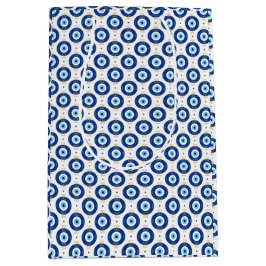 Bolsa De Regalo Mediana Modern Evil Eye Pattern Blue & Gold Protection
