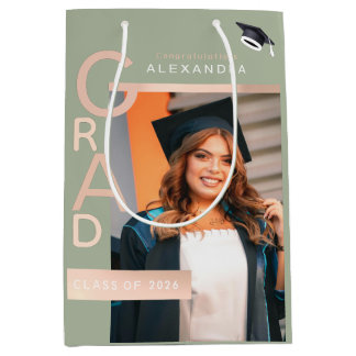 Bolsa De Regalo Mediana Modern Jade Graduate Congratulations  Rose Gold 