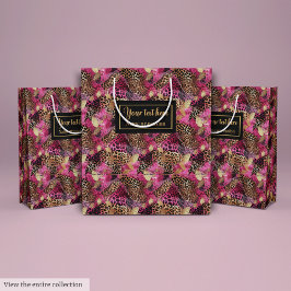 Bolsa De Regalo Mediana Modern pink and gold leopard skin gift wrap