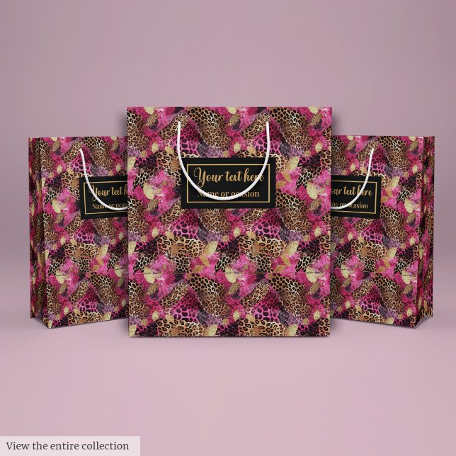 Bolsa De Regalo Mediana Modern pink and gold leopard skin gift wrap (Modern pink and gold leopard skin gift wrap Medium Gift Bag)