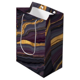 Bolsa De Regalo Mediana Modern Plum Metallic Agate Marble Abstract Art