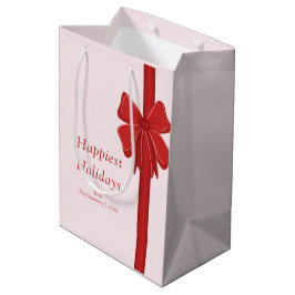 Bolsa De Regalo Mediana Modern Red Ribbon Bow Wrapped Christmas