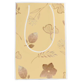 Bolsa De Regalo Mediana Modern rose gold flowers and leaves
