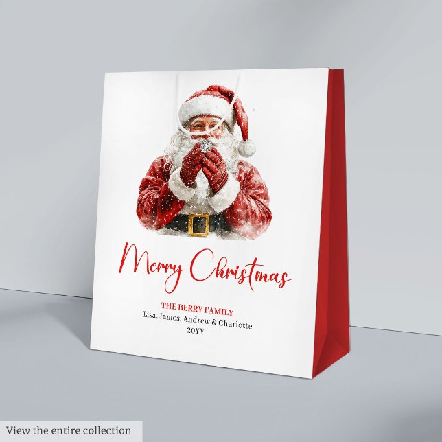 Bolsa De Regalo Mediana Modern Santa Claus Simple Script Font Gift Bag (Modern Santa Claus Simple Script Font Gift Bag)