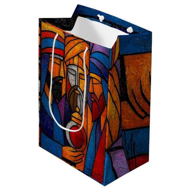 Bolsa De Regalo Mediana Modern Stained Glass Three Wise Men (Angulo Anverso)