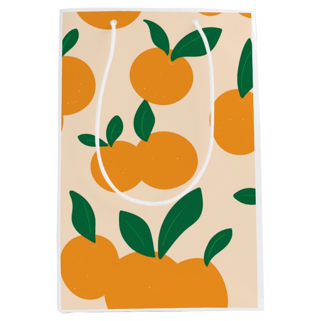 Bolsa De Regalo Mediana Modern Stylish Citrus Fruit Oranges Pattern (Anverso)