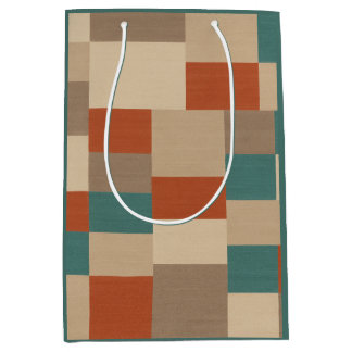 Bolsa De Regalo Mediana Modern Teal & Beige Geometric Blocks