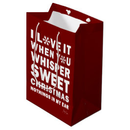 Bolsa De Regalo Mediana Modern Xmas Dark Red & White Gift Bag | Sweet Xmas