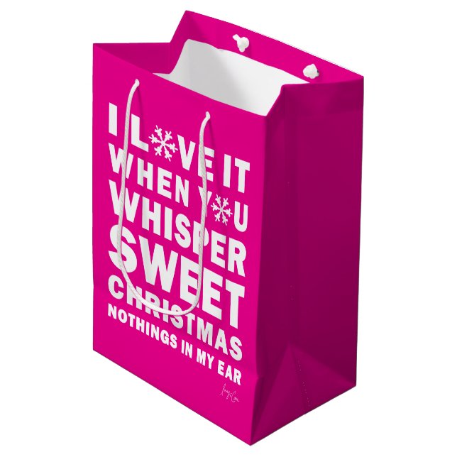 Bolsa De Regalo Mediana Modern Xmas Hot Pink & White Gift Bag | Sweet Xmas (Angulo Anverso)