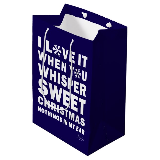 Bolsa De Regalo Mediana Modern Xmas Navy & White Gift Bag | Sweet Xmas (Angulo Anverso)