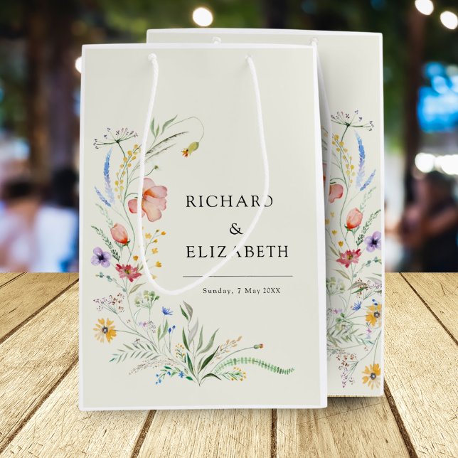 Bolsa De Regalo Mediana Moderna Boda Elegante Minimal de Flor Silvestre (Subido por el creador)