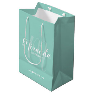 Bolsa De Regalo Mediana Moderna escritura personalizada Bridesmaid Mint Gr