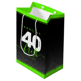 Bolsa De Regalo Mediana Moderna Girly verde brillante 40 y fresco