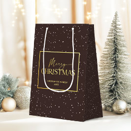 Bolsa De Regalo Mediana Moderna tipografía negra y dorada Feliz Navidad