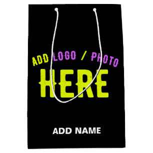 BOLSA DE REGALO MEDIANA MODERNO CON ESTILO PERSONALIZABLE NEGRO VERIFICADO